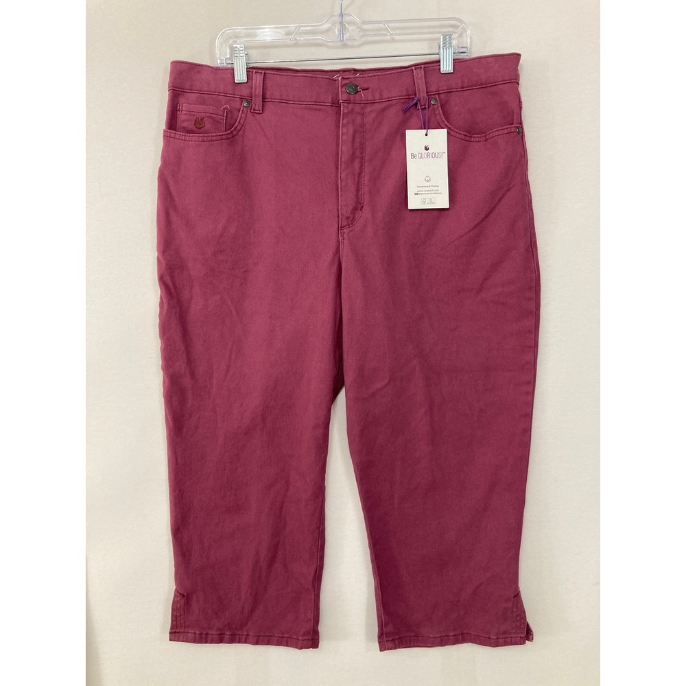 New Gloria Vanderbilt Amanda Capri size 18 Berry Pink Slimming High Rise Stretch